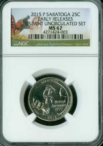 2015 P SARATOGA QUARTER NGC MS67 ER 2nd FINEST REGISTRY  *