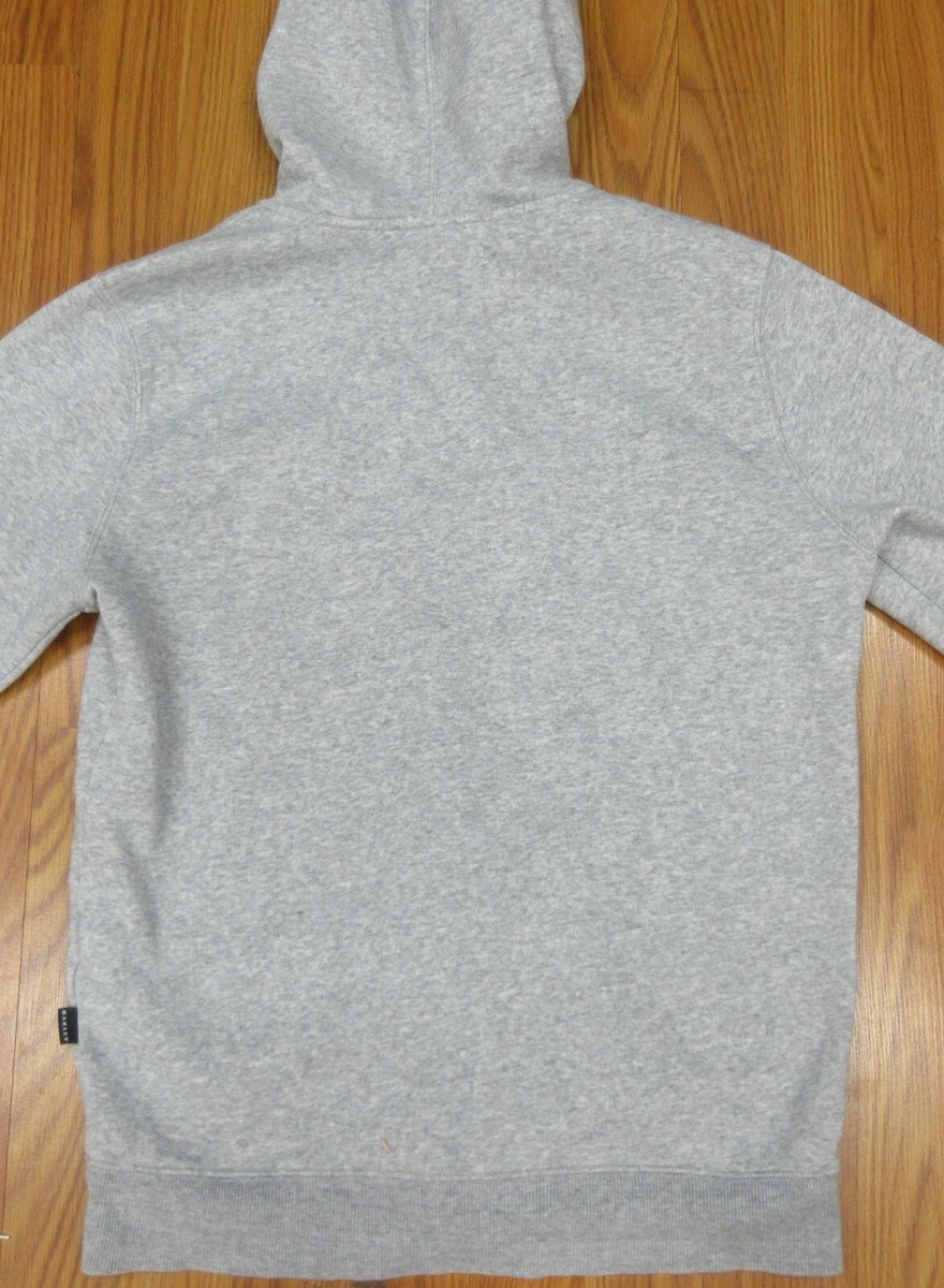 OAKLEY HOODIE SWEATSHIRT FULL ZIP COTTON ASH GRAY & BLACK Sz OAKLEY HOODIE SWEATSHIRT FULL ZIP COTTON ASH GRAY & BLACK Sz