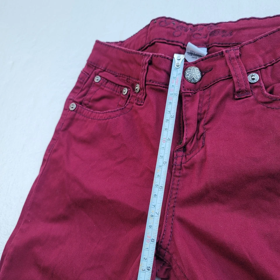 Jeans Request Niñas Joya Estrás Bolsillos Elastizados Denim Borgoña Rojo Jeans 16 Foto 4 de 4