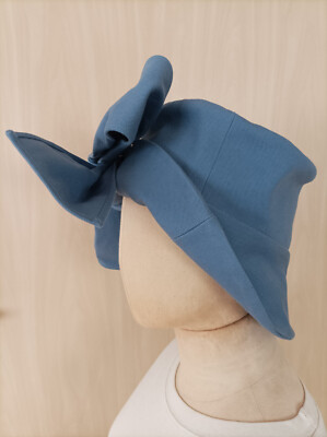 MIU MIU Hut Mütze Baumwolle Blau mit großer Schleife Sommerhut *** Made in Italy