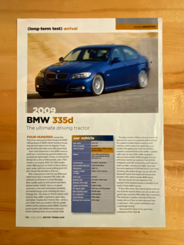 2009 Stampa Articolo Originale BMW 335d THE ULTIMATE DRIVING TRACTOR - Foto 1 di 1