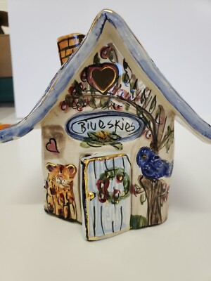 BLUE SKY HEATHER GOLDMINC ''BLUE SKIES'' Cat Bird Hearts Retired Whimsical 