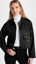 Nwt Dl1961 Tilda Long Sleeve Button Up Denim Shirt Jacket, Black Coated, Sz M