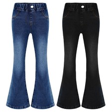 DE Mädchen Jean Schlaghose Vintage Slim Fit Elastische Taillen Strech Denim Hose