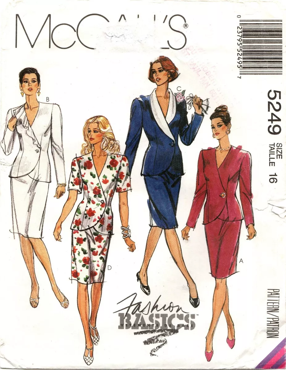 Vintage McCall's 5249 Shapely Suit Pattern Pencil Skirt Size 16 UNCUT