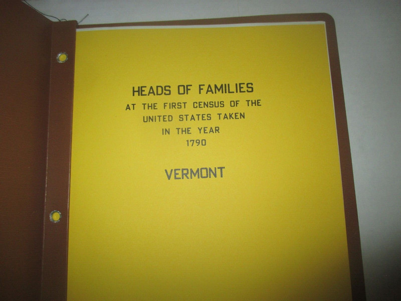 Heads of Families at the 1st Census of the United States 1790: Vermont