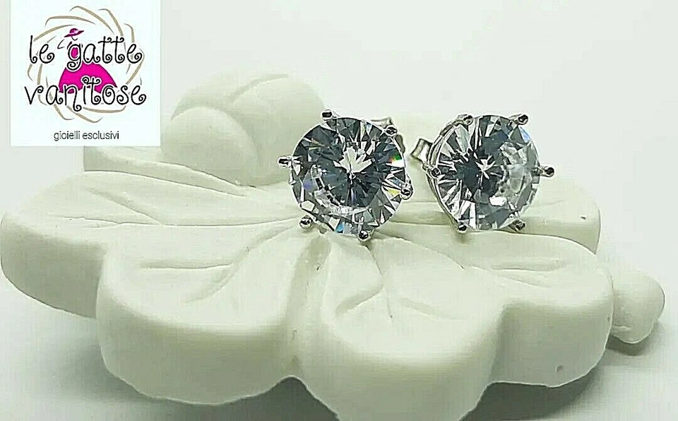 Orecchino Punto Luce in argento 925 zircone bianco 6 kt . spedizione gratuita - Immagine 3 di 4