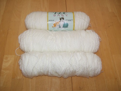 Lot of 3 Red Heart TLC Baby White 5011 Yarn Skeins Blanket Knitting Crochet