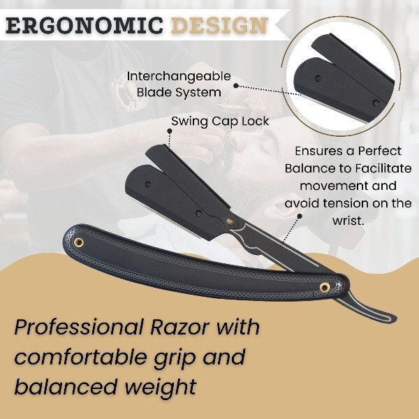 Half Blade Cut Throat Straight Razor Barber Stainless Steel with Pouch for Men