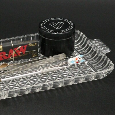 Vintage Glass Rolling Tray Unique MCM Smoking Accessory Cigarette Hemp High  End