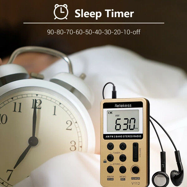 V112 Portable Radio 10Mini Earphone Receiver Digital Rechargeable Walk Xmas Gift - Image 4 of 4