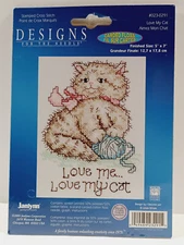 Janlynn Designs For The Needle #023-0291 Love My Cat Stamped Cross Stitch Kit