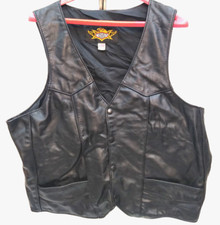 UNIVERSAL RIDER Black Leather, Front Button Vest, size XL