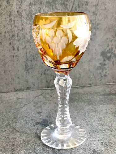 5-pc West Germany Anna Hutte Hand schliff 24% PbO Crystal Tall Hock Wine Glasses - Picture 7 of 9