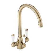 Kitchen Sink Mixer Tap Cotswold Faucet Ceramic Lever Antique Brass ENKI KT125