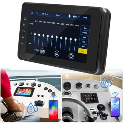 8'' Digital LCD Marine Multimedia Player Wireless CarPlay Android Auto IPX6