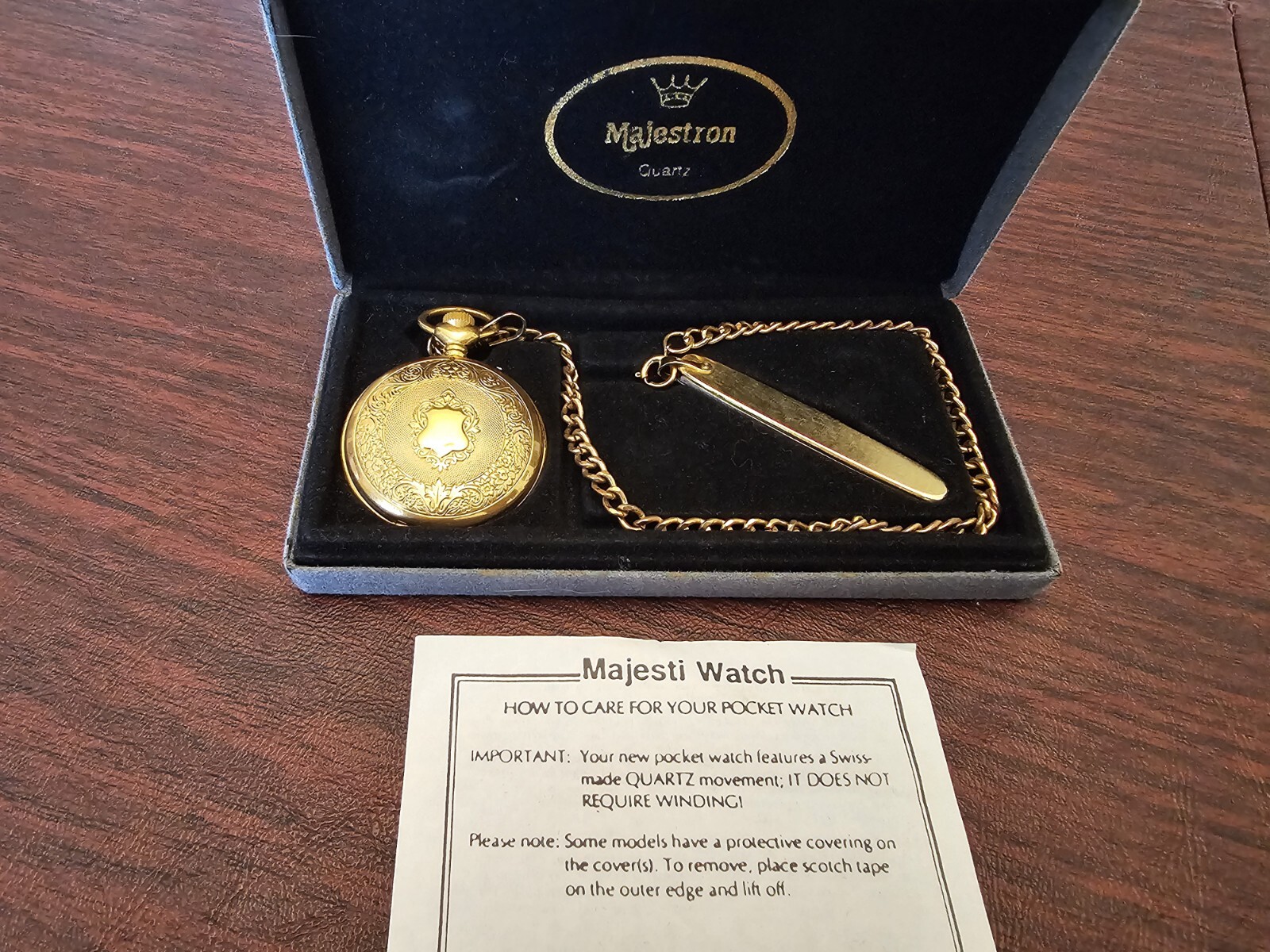 Majestron Quartz Pocket Watch with Chain & Pocket Knife eBay