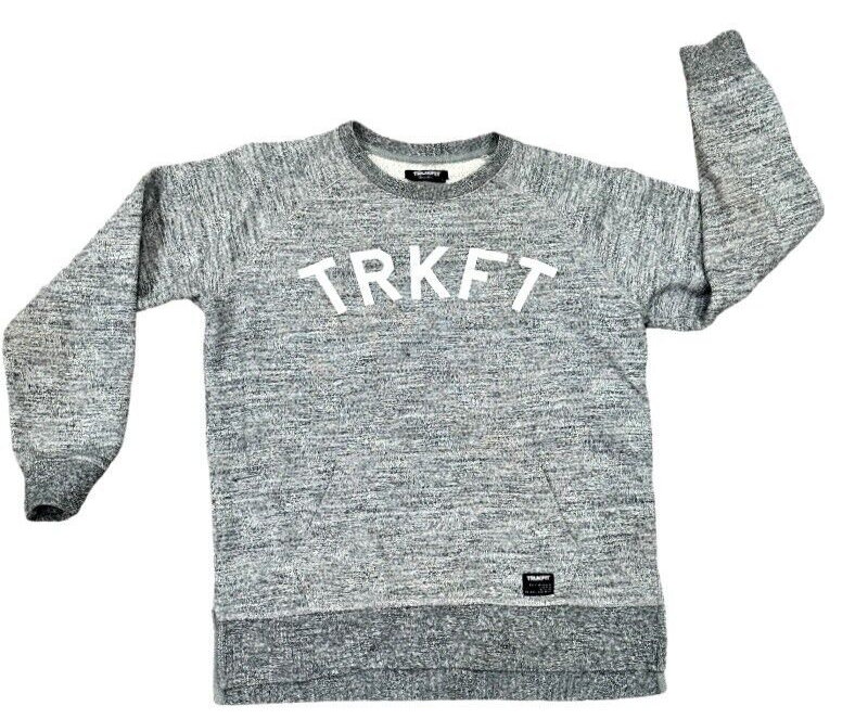 Trukfit Mens Pullover Sweater Size Large Gray Crew Neck Spell-out Sweatshirt