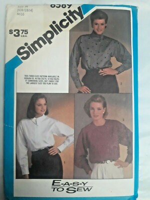 Simplicity 6589 Blouse Shirt Top Sewing Pattern Ladies 10 12 14 UC Easy Button