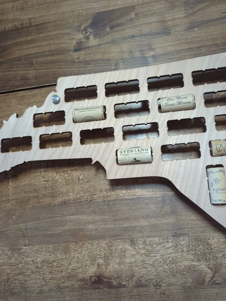 North Carolina Map Wine Cork Display With Wall Mount Brackets. Big 26 X 10.5 " - Image 3 of 4
