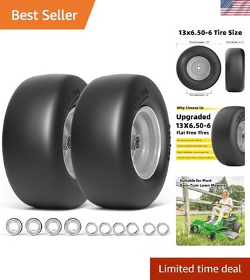 13x6.50-6 Flat Free Zero Turn Lawn Mower Tires, 500lb Load Capacity | Univers...