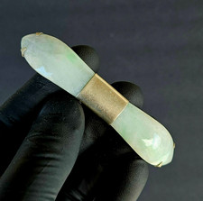 Antique Chinese Celadon Nephrite Jade Hairpin Converted Brooch