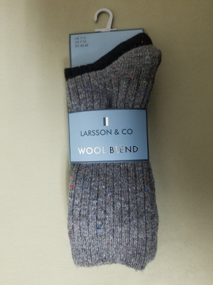 New Larsson & Co Mens 2 Pack Wool Blend Socks.