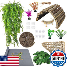 kathson Bearded Dragon Tank Accessories Kit, Reptile Hide Wooden Bridge Terrariu
