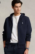 $138 NWT Polo Ralph Lauren Double-Knit Full-Zip Hoodie Sweatshirt Navy 2XL (XXL)