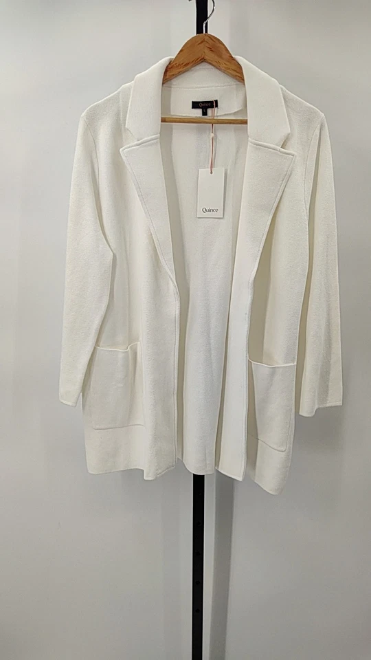 Quince Womens 100% European Linen Structured Blazer Ivory L