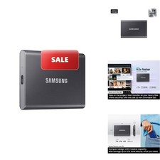 Samsung T7 Portable SSD 1TB Titan Gray, USB 3.2 Gen 2, Up to 1,050MB/s