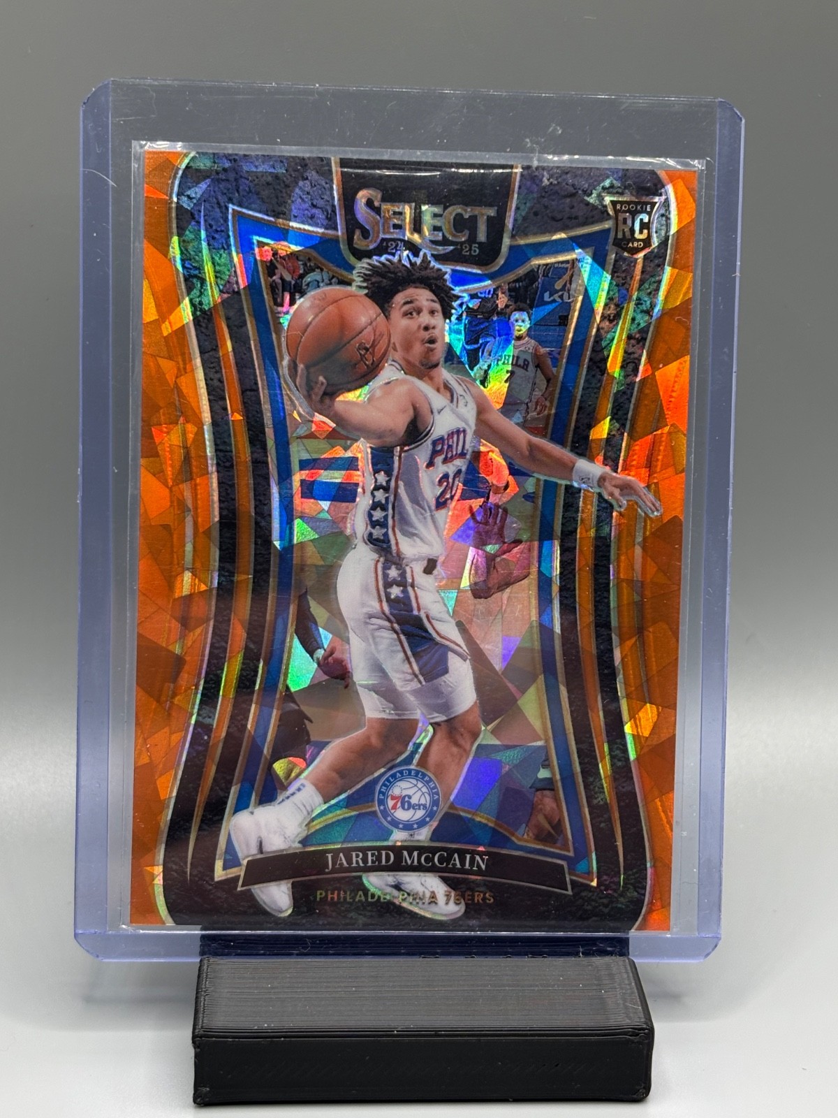 2024 Select Jared McCain Orange Cracked Ice Prizm /275 #393 Mezzanine RC 76ers