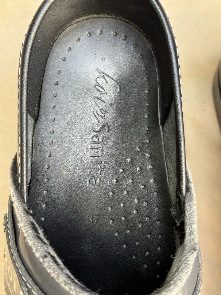 Koi By Sanita女式灰色皮革一脚蹬穆勒鞋/木屐。 37 码(美国 6.5 码) — 第 3/4 张图片