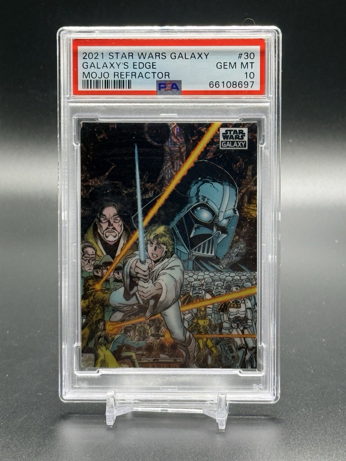 2021 Topps Star Wars Galaxy Chrome Galaxy’s Edge #30 Mojo Refractor 32/50 PSA 10 view 1