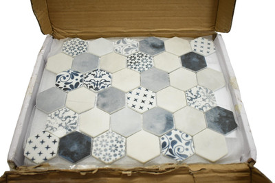 Hexagon Mosaic Tile Sheet Patterned Ceramic Backsplash 11.3'' x 11.4'' 10 Sheets