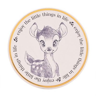 Disney Klassisch Rund Untersetzer 10cm Keramik Mit Kork Hinten Gold Boarder -