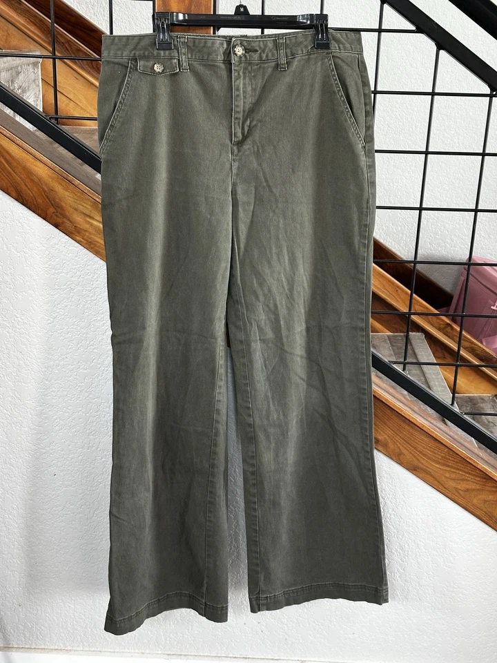 Long tall sally Sz 14 Olive Green Wide Leg Slacks Pants - Image 3 of 4
