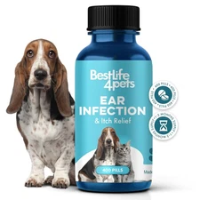 Itch Relief and Ear Infection Treatment for Dogs  Cats, Natural Ear Mites Tre...