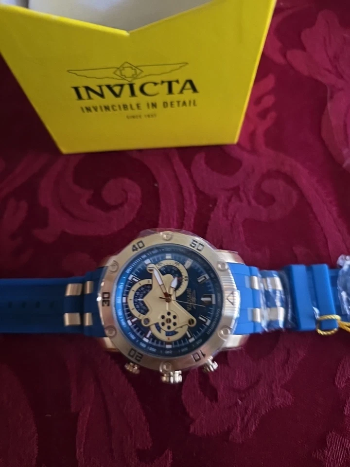 Invicta男士腕表专业潜水员水肺石英计时码表模拟蓝色表盘22798 — 第 3/4 张图片