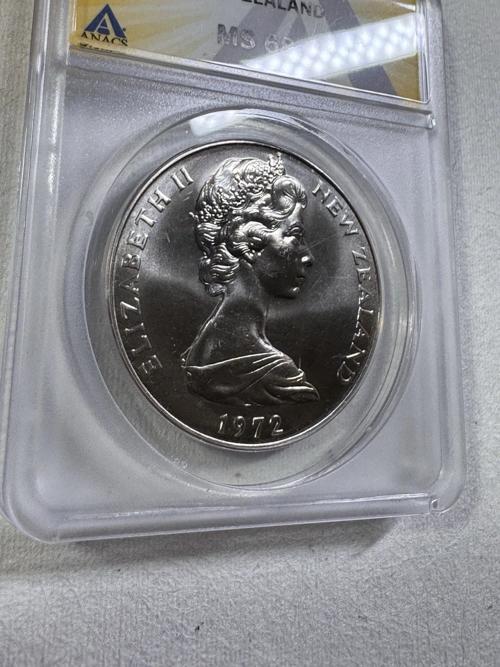 Nueva Zelanda 1972 1 dólar calificado como nuevo 68 por ANACS Foto 2 de 4