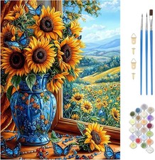 MAXBYE Sunflower Paint by Numbers Kit for Adults, Butterflies and Flowers Paint