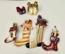 Christmas Decorations Enameled Sheet Metal Stockings For Crafting 3.5 - 1.5"