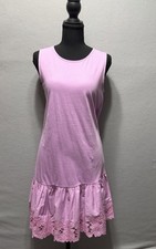 J.CREW Shift Dress XS Women’s Purple Sleeveless Ruffle Eyelet Hem Cotton