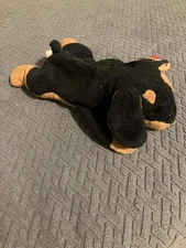TY Beanie Babies Doby Brown/Black dog RARE, 1996,FACTORY ERRORS, RETIRED