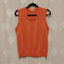 Vintage Abraham & Straus Pinky Orange Cable Knit Sleeveless Sweater Vest