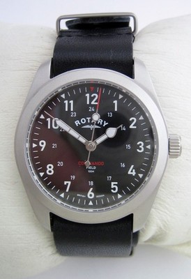 DREHUHR COMMANDO FIELD GS05535/19 HERREN EDELSTAHL LEDER ECHT