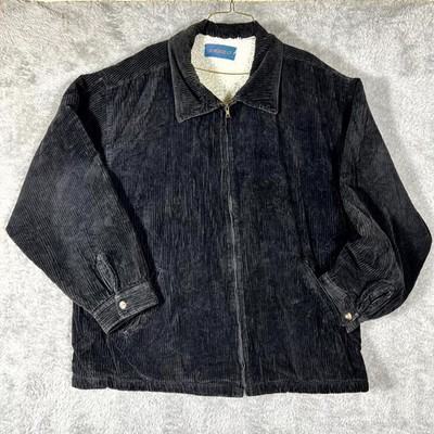 Gigolo Corduroy Jacket Mens 2XL Black Sherpa Lined Full Zip Cotton Long Sleeve