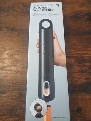 Sharper Image Automatic Electric Corkscrew, Battery Operated, Foil Cutter, Black