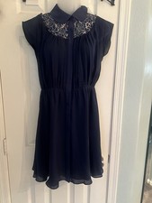 Alice & Olivia Silk Navy Dress Small Petite