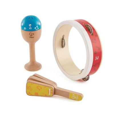 Hape E0615 Junior Perkussion Musikinstrumente Set Musikspielzeug Holzspielzeug